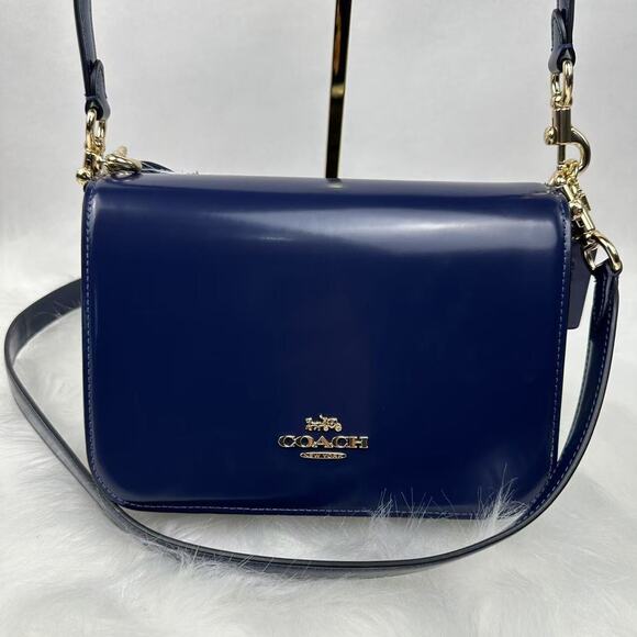 Coach Quinn Shoulder Crossbody Bag In Novelty Leather/True Navy CY657 NWT - Picture 2 of 9